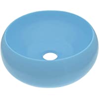 vidaXL Lavabo de Lujo Redondo Tocador Montado Encima Piedra Vasija Aseo Indoro Cocina Garaje Fácil de Limpiar Cerámica…